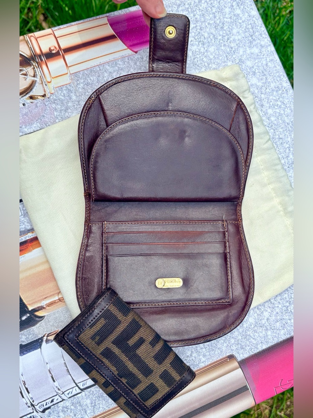 Fendi Zucca Half Circle Bifold Wallet AND Key Holder SET ποΈποΈ - Picture 2 of 16